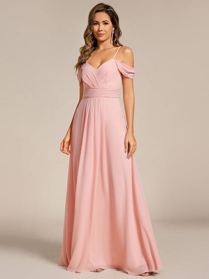 ever LIANNE|Spaghetti Strap V-Neck Pleated A-Line Bridesmaid Dress