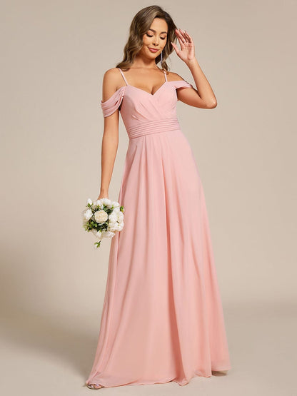 ever LIANNE|Spaghetti Strap V-Neck Pleated A-Line Bridesmaid Dress
