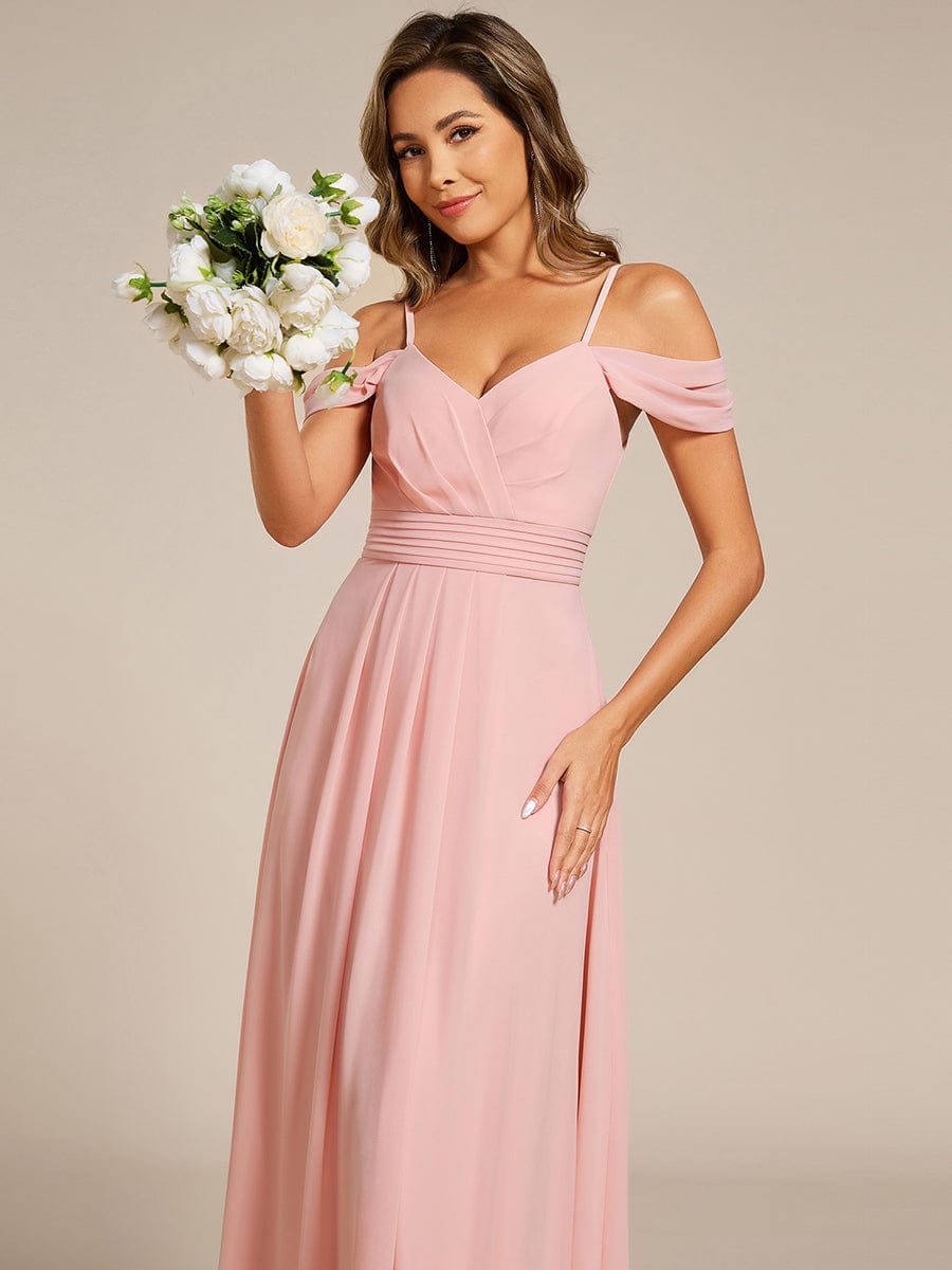 ever LIANNE|Spaghetti Strap V-Neck Pleated A-Line Bridesmaid Dress
