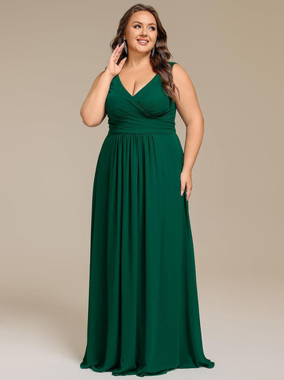 pretty SAUYER|Plus Size Strapless V-Neck A-Line Lace-Up Bridesmaid Dress