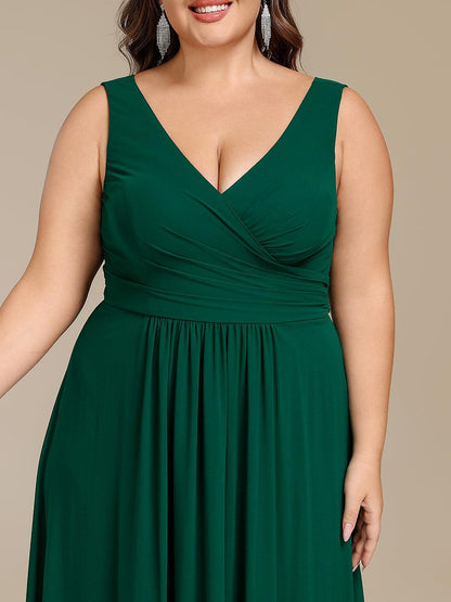 pretty SAUYER|Plus Size Strapless V-Neck A-Line Lace-Up Bridesmaid Dress