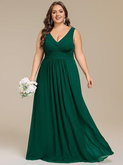 pretty SAUYER|Plus Size Strapless V-Neck A-Line Lace-Up Bridesmaid Dress