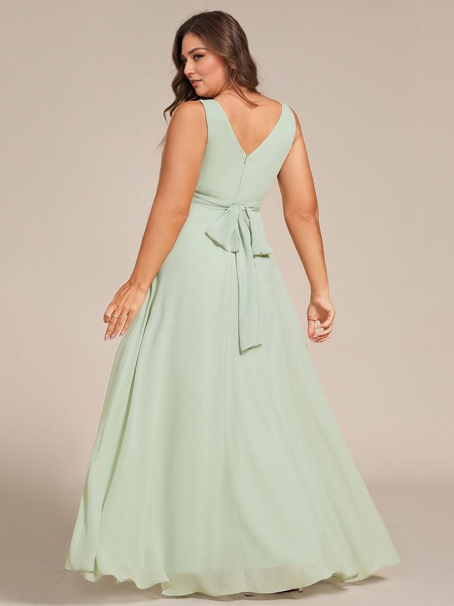 pretty SAUYER|Plus Size Strapless V-Neck A-Line Lace-Up Bridesmaid Dress