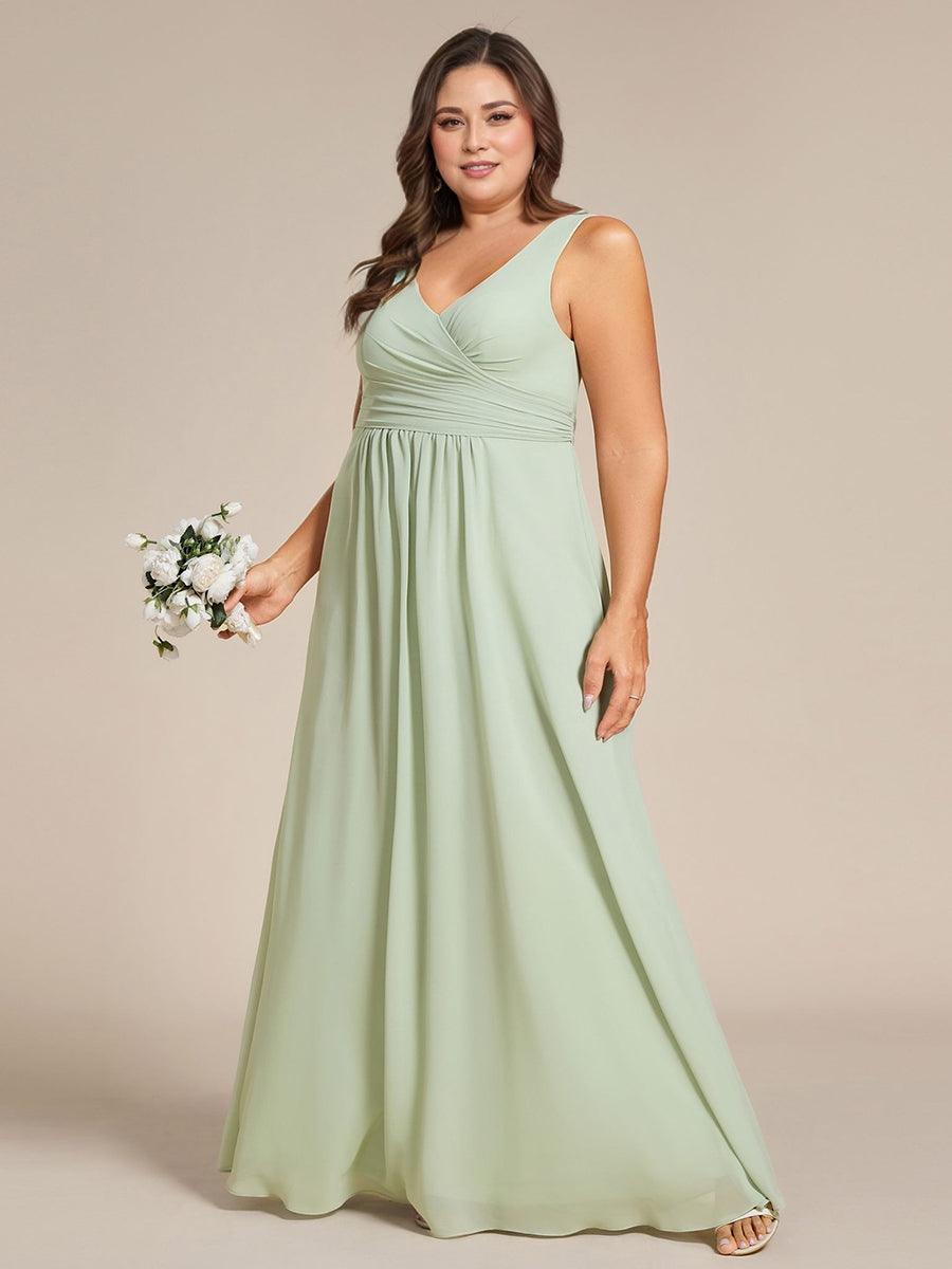 pretty SAUYER|Plus Size Strapless V-Neck A-Line Lace-Up Bridesmaid Dress