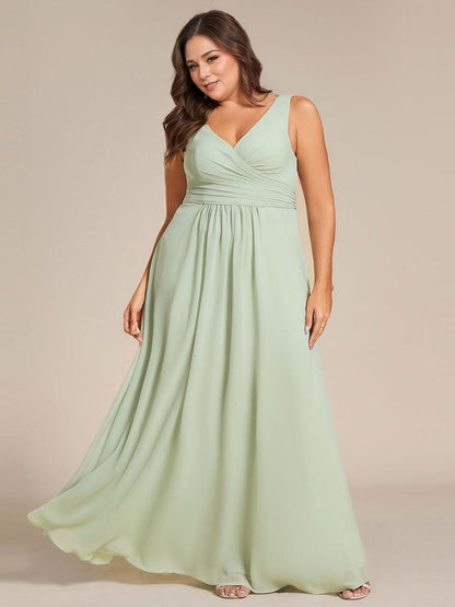 pretty SAUYER|Plus Size Strapless V-Neck A-Line Lace-Up Bridesmaid Dress