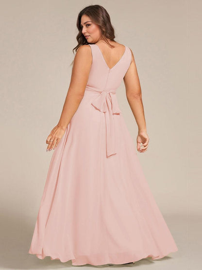 pretty SAUYER|Plus Size Strapless V-Neck A-Line Lace-Up Bridesmaid Dress