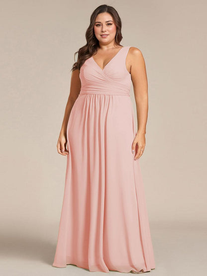 pretty SAUYER|Plus Size Strapless V-Neck A-Line Lace-Up Bridesmaid Dress