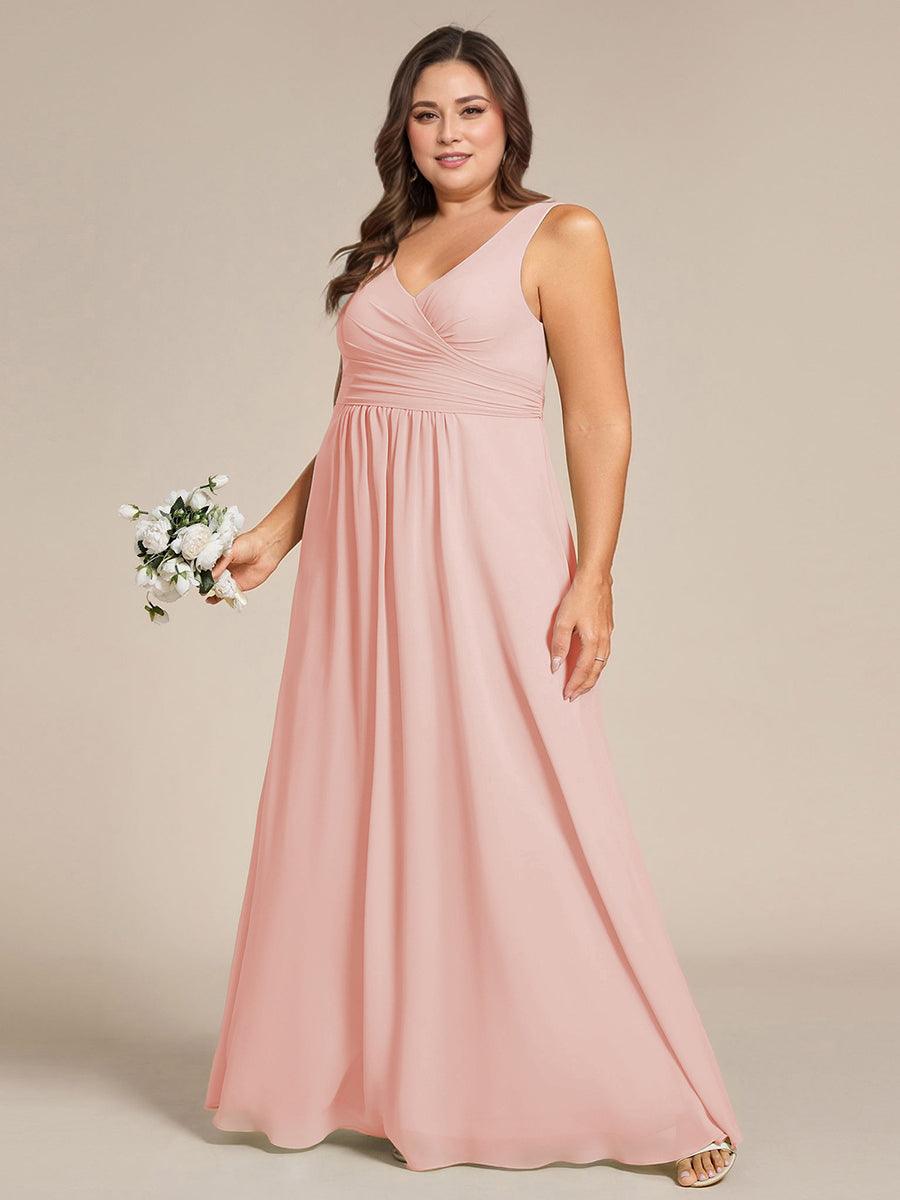 pretty SAUYER|Plus Size Strapless V-Neck A-Line Lace-Up Bridesmaid Dress