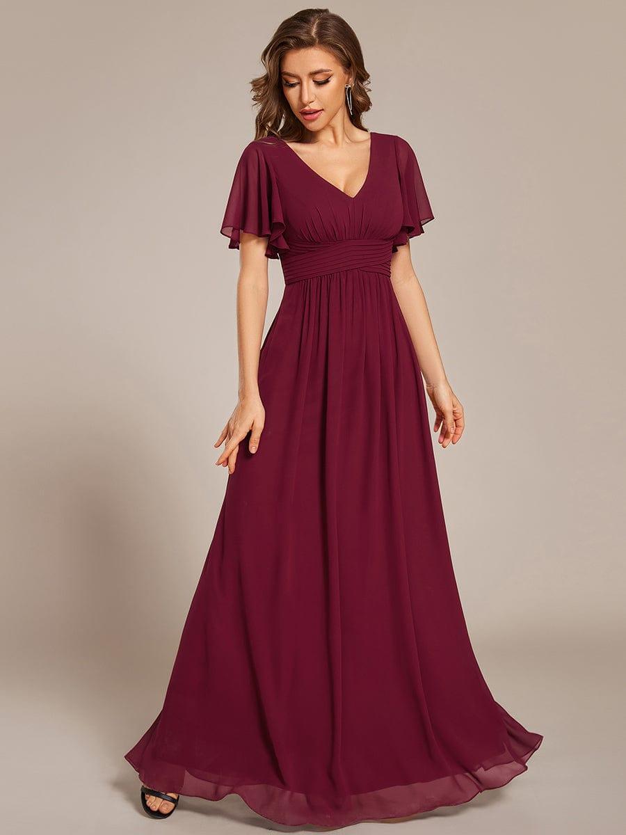 ever ARIANNE|Short Sleeve Ruffled Lace-Up A-Line Maxi Bridesmaid Dress