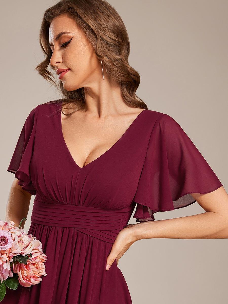 ever ARIANNE|Short Sleeve Ruffled Lace-Up A-Line Maxi Bridesmaid Dress