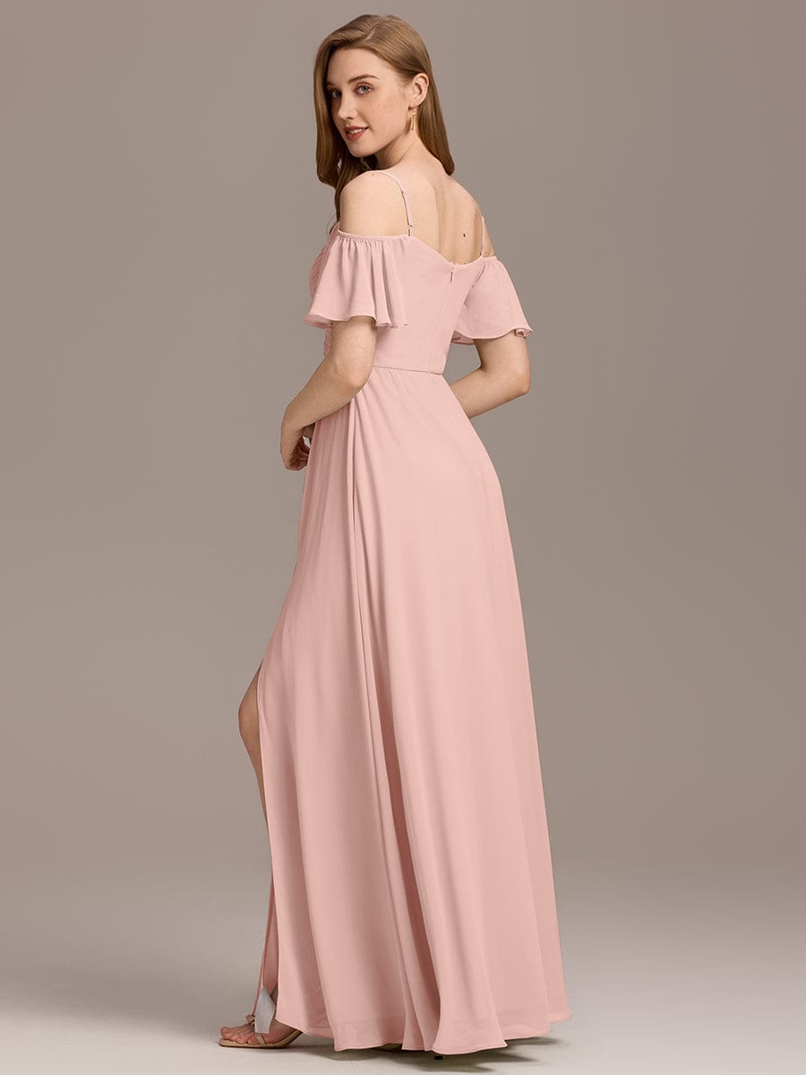 ever GRACIE|Off-Shoulder Ruched High Split Bridesmaid Dress