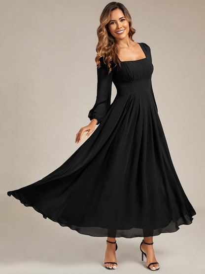 ever LYDIA|See-through Chiffon Lantern Sleeve Wedding Guest Dress