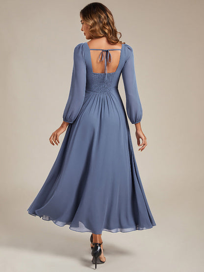 ever LYDIA|See-through Chiffon Lantern Sleeve Wedding Guest Dress
