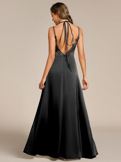 ever LONDYN|Sleeveless Backless Lace-Up  A-Line Satin Bridesmaid Dress
