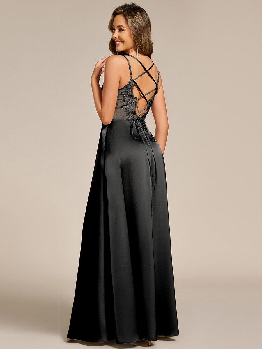 ever LONDYN|Sleeveless Backless Lace-Up  A-Line Satin Bridesmaid Dress