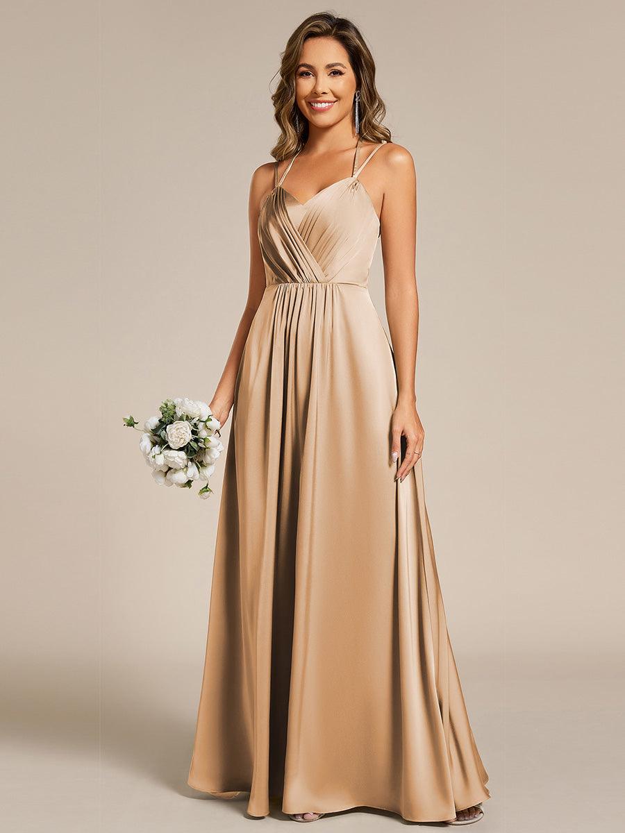 ever LONDYN|Sleeveless Backless Lace-Up  A-Line Satin Bridesmaid Dress