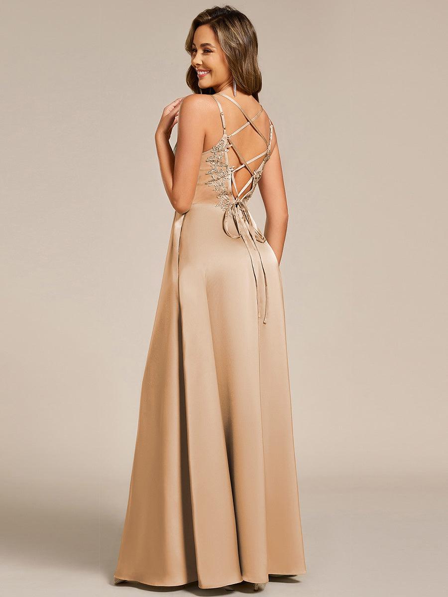 ever LONDYN|Sleeveless Backless Lace-Up  A-Line Satin Bridesmaid Dress
