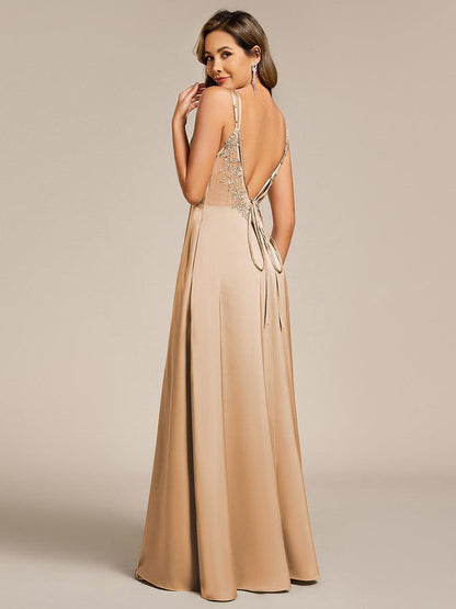 ever LONDYN|Sleeveless Backless Lace-Up  A-Line Satin Bridesmaid Dress