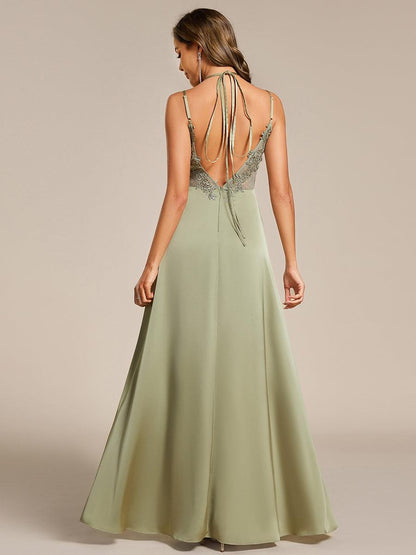 ever LONDYN|Sleeveless Backless Lace-Up  A-Line Satin Bridesmaid Dress