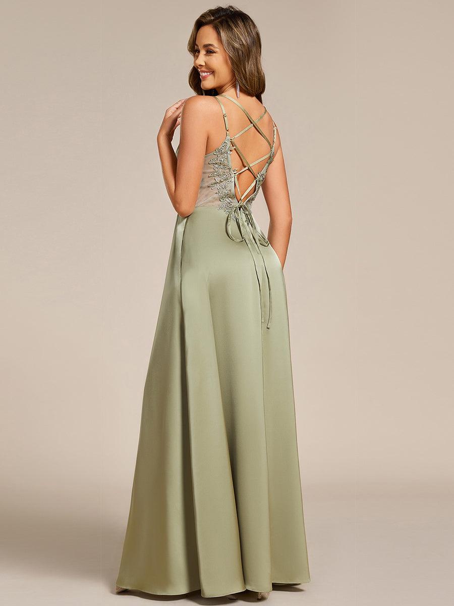ever LONDYN|Sleeveless Backless Lace-Up  A-Line Satin Bridesmaid Dress