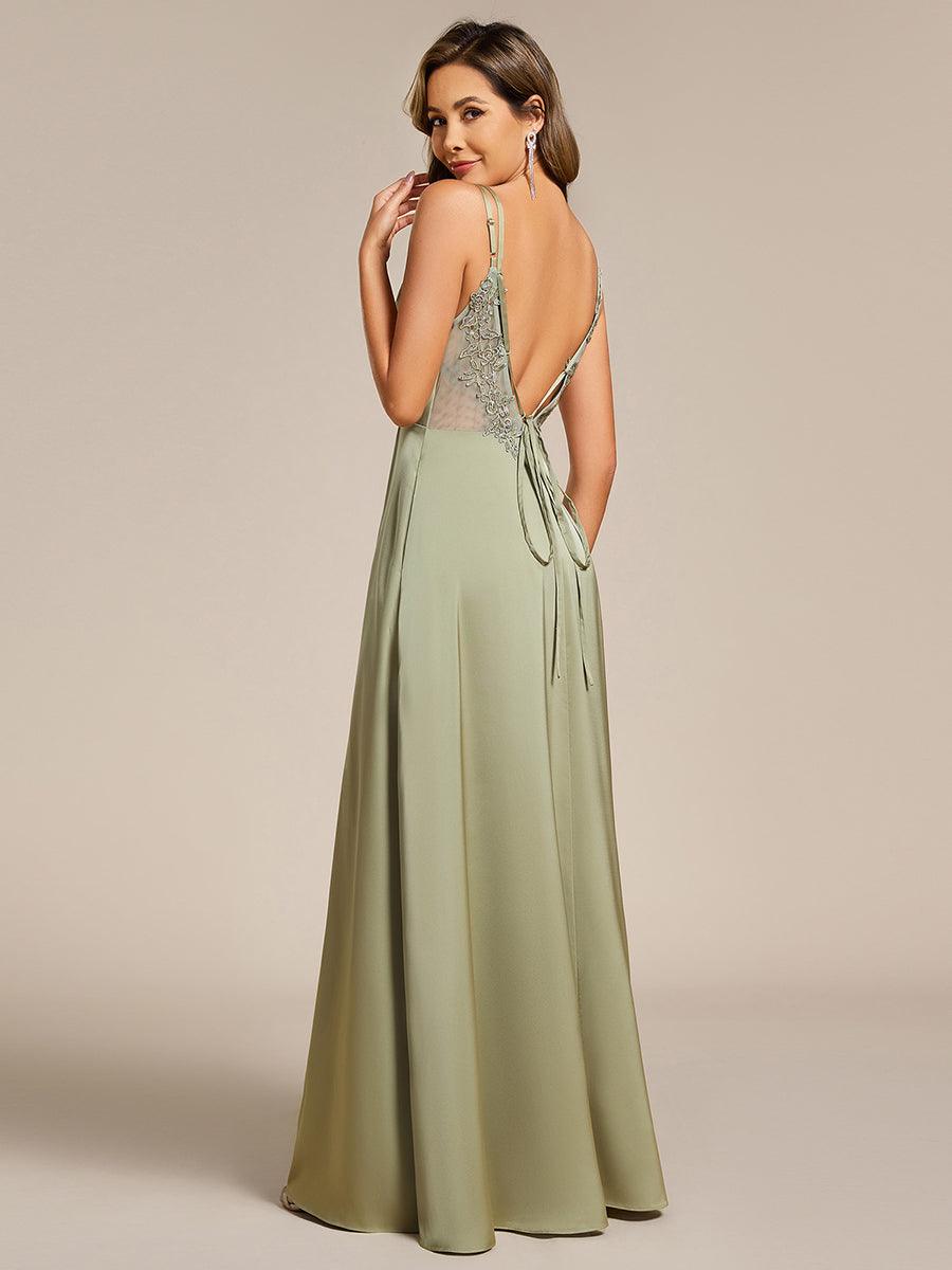 ever LONDYN|Sleeveless Backless Lace-Up  A-Line Satin Bridesmaid Dress