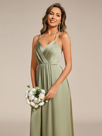 ever LONDYN|Sleeveless Backless Lace-Up  A-Line Satin Bridesmaid Dress