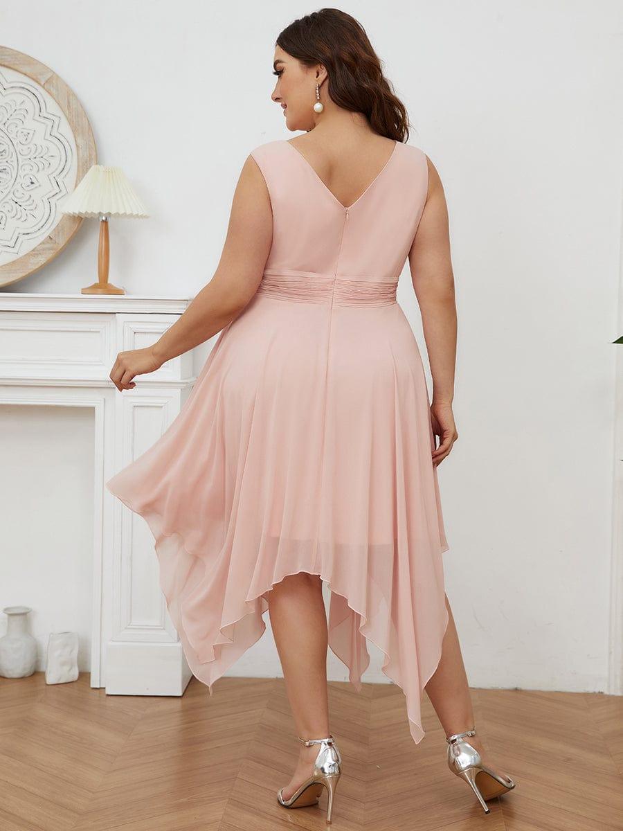 ever ELORA|V Neck Ruched Asymmetrical Hems Midi Chiffon Bridesmaid Dress