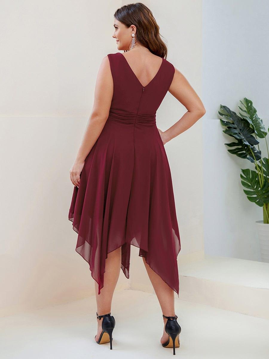 ever ELORA|Chiffon Double V-Neck A Line Bridesmaid Dress with Asymmetrical Hem