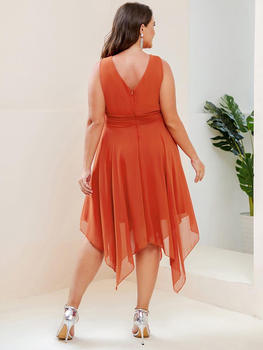 ever ELORA|Chiffon Double V-Neck A Line Bridesmaid Dress with Asymmetrical Hem