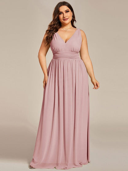 Plus Size Sleeveless V-Neck Chiffon Semi Formal Maxi Dress