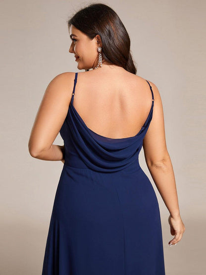 pretty NOVA|Plus Size Draped Back Criss-Cross Chiffon A-Line Dress