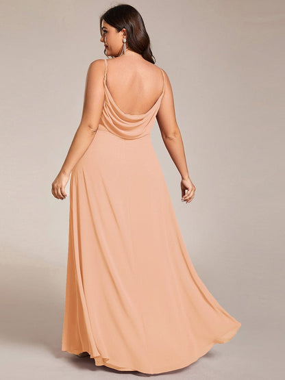 pretty NOVA|Plus Size Draped Back Criss-Cross Chiffon A-Line Dress
