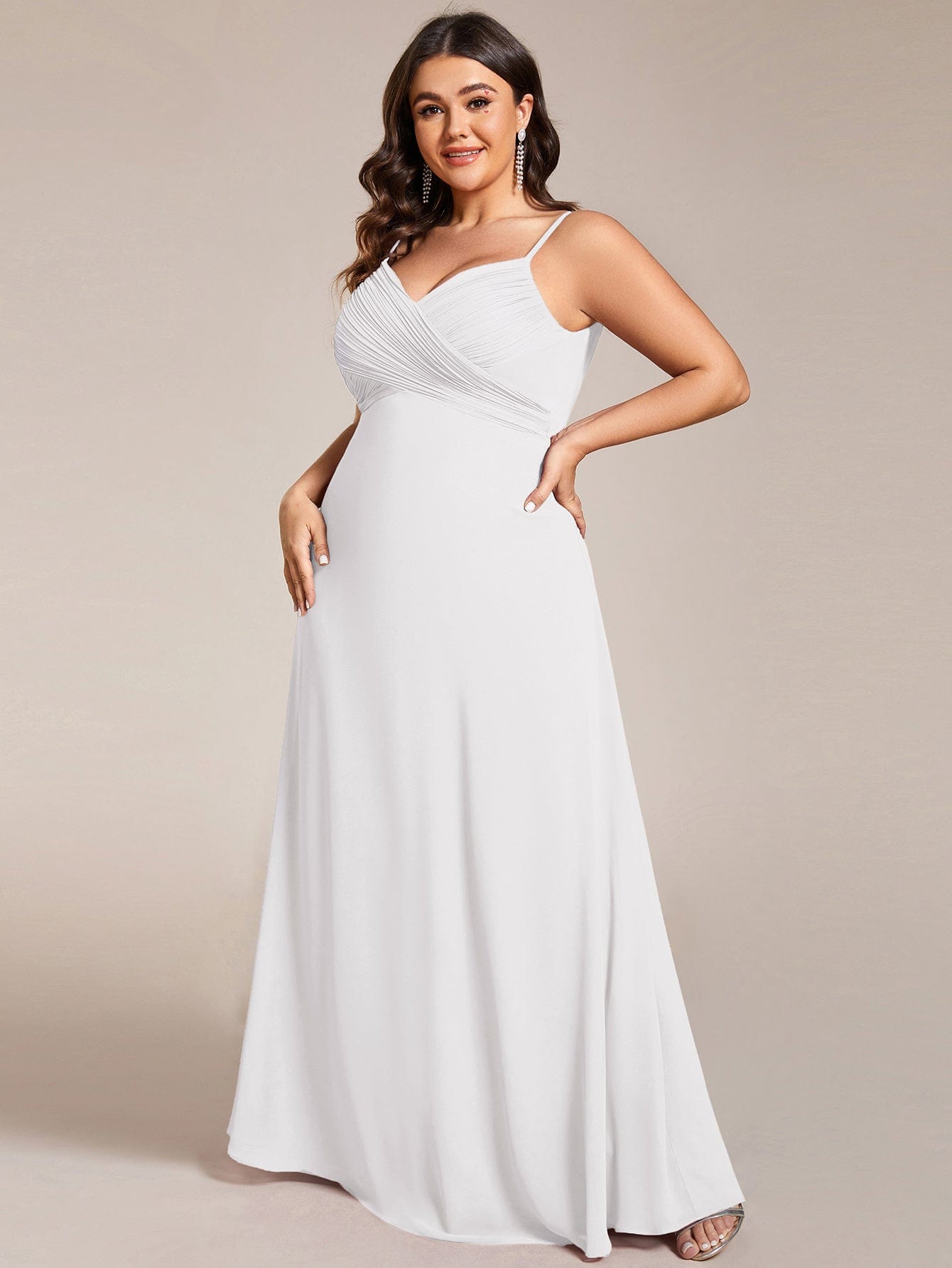 pretty NOVA|Plus Size Draped Back Criss-Cross Chiffon A-Line Dress