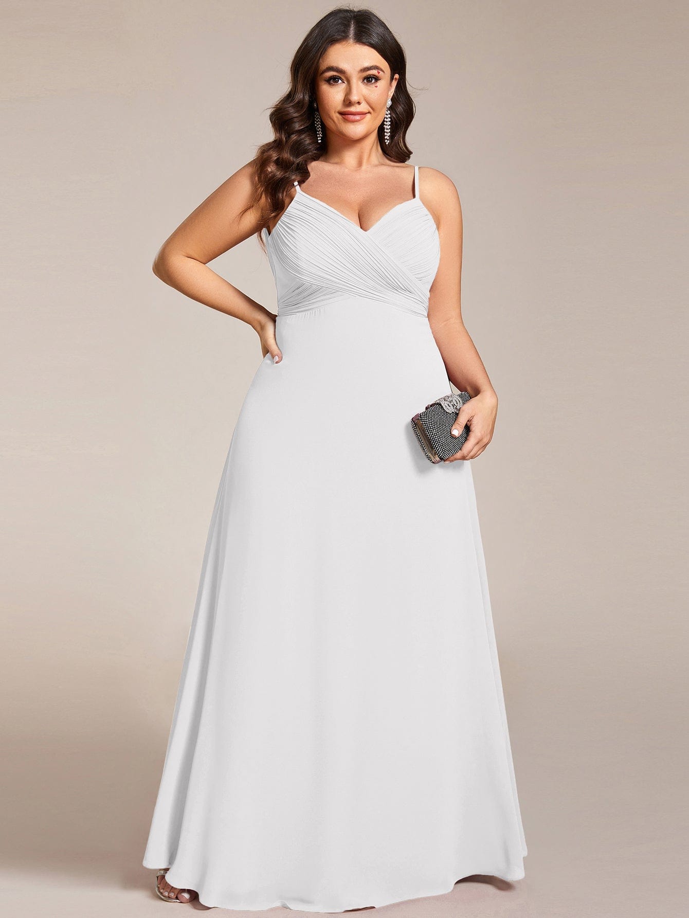 pretty NOVA|Plus Size Draped Back Criss-Cross Chiffon A-Line Dress