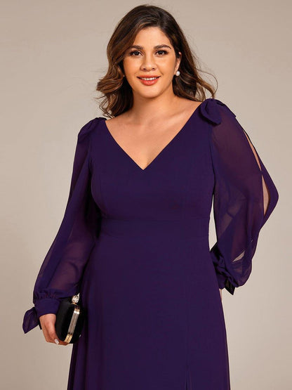 pretty IVORY|Plus Size Open Lantern Sleeve A-Line Bridesmaid Dress