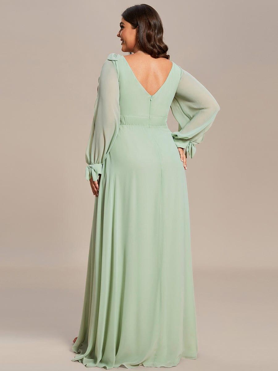 pretty IVORY|Plus Size Open Lantern Sleeve A-Line Bridesmaid Dress