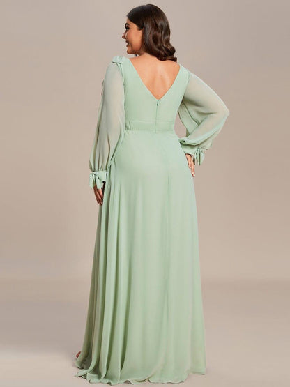 pretty IVORY|Plus Size Open Lantern Sleeve A-Line Bridesmaid Dress
