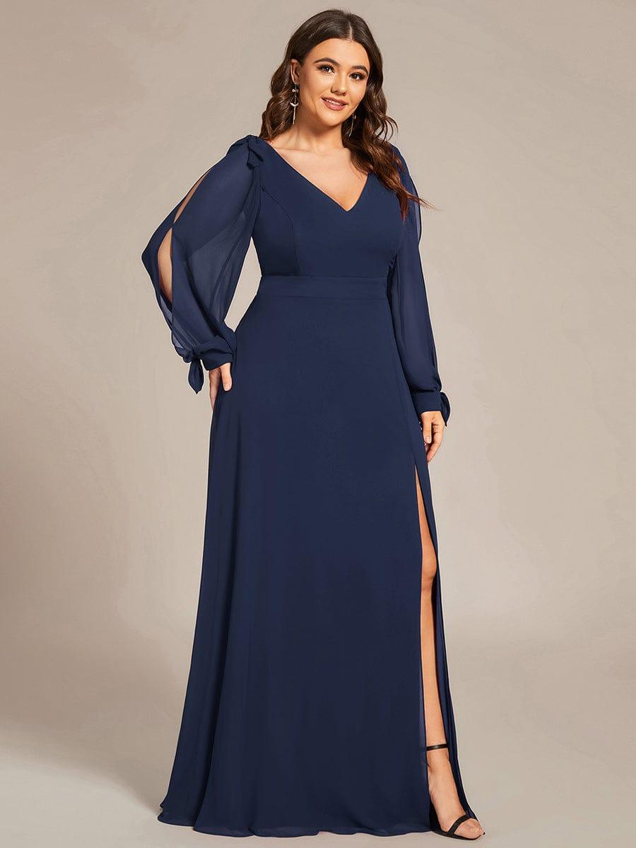 pretty IVORY|Plus Size Open Lantern Sleeve A-Line Bridesmaid Dress