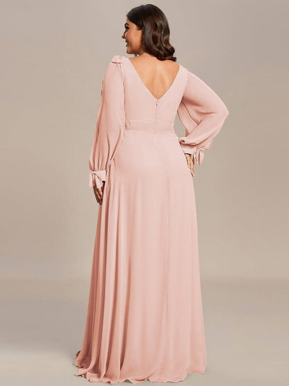pretty IVORY|Plus Size Open Lantern Sleeve A-Line Bridesmaid Dress
