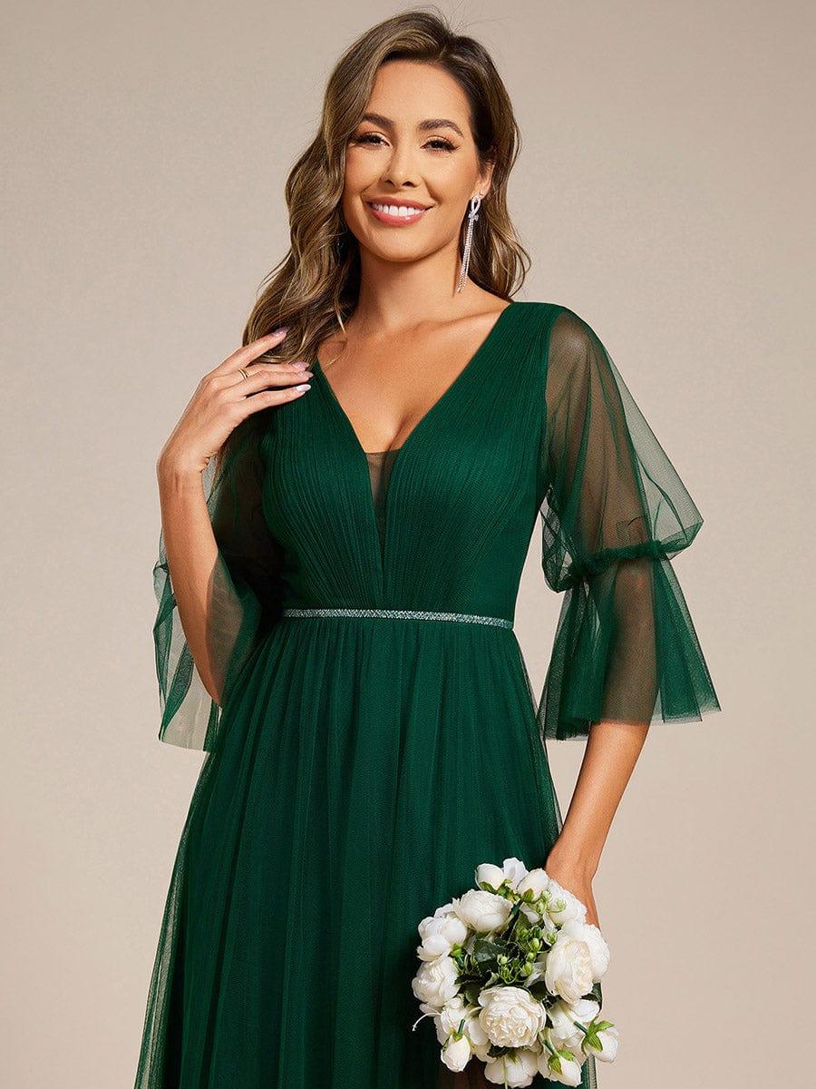 ever HEIDY|Lantern 3/4 Sleeve Split Maxi Bridesmaid Dresses