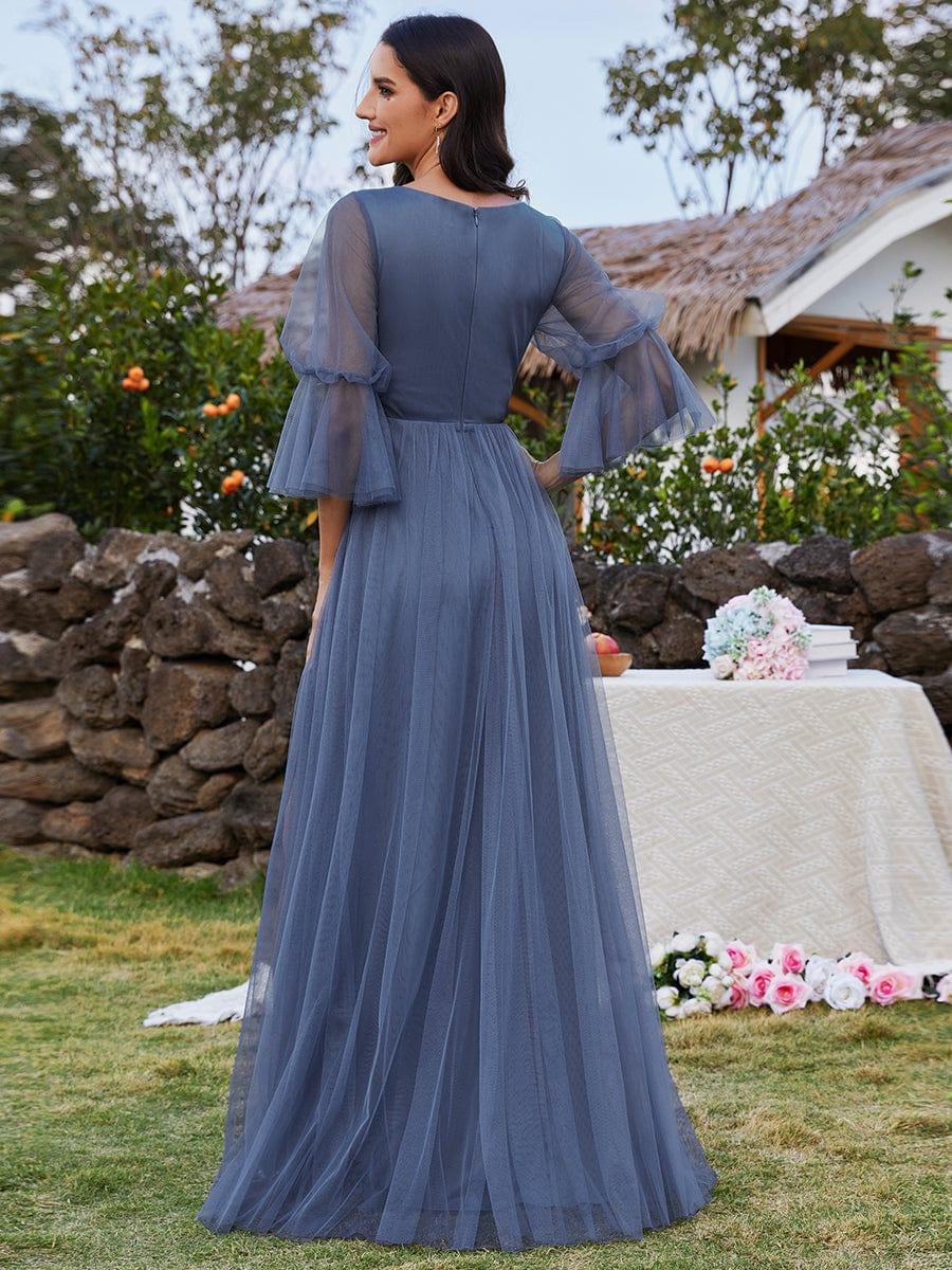ever HEIDY|Lantern 3/4 Sleeve Split Maxi Bridesmaid Dresses