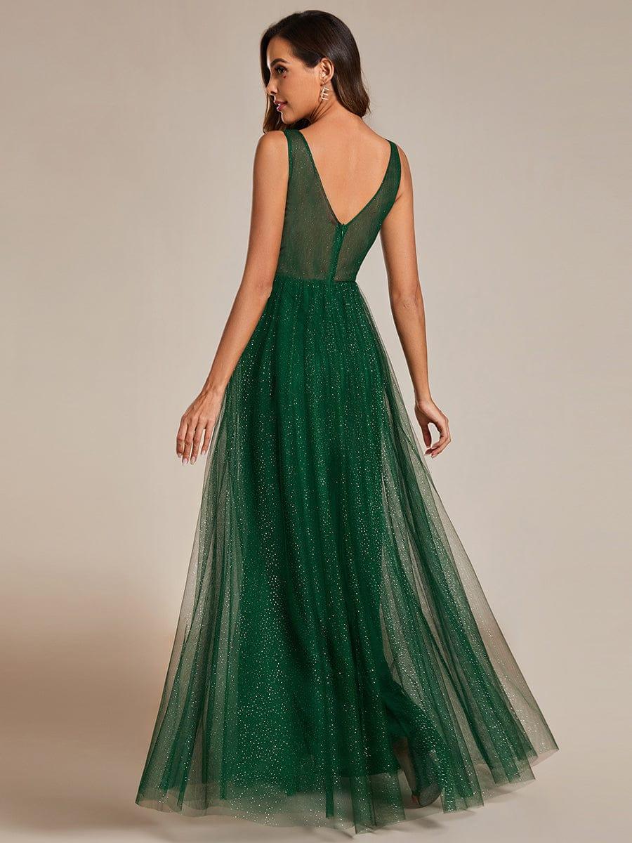 ever NIA|Glittering High Slit Sleeveless Bridesmaid Dress with Empire Waist