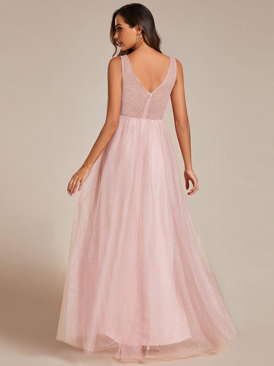 ever NIA|Glittering High Slit Sleeveless Bridesmaid Dress with Empire Waist