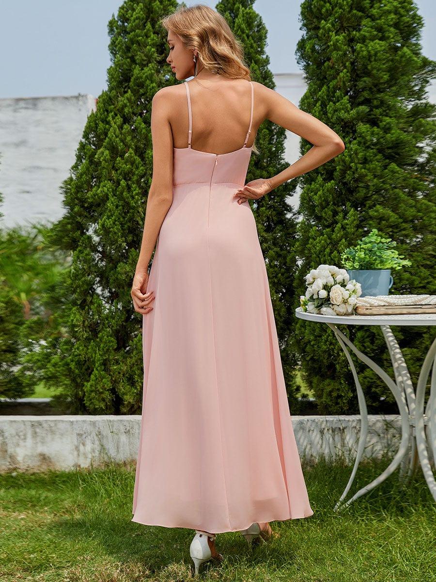 ever QUINCEY|Charming Sleeveless Chiffon Lotus Leaf Bridesmaid Dress with V-Neck