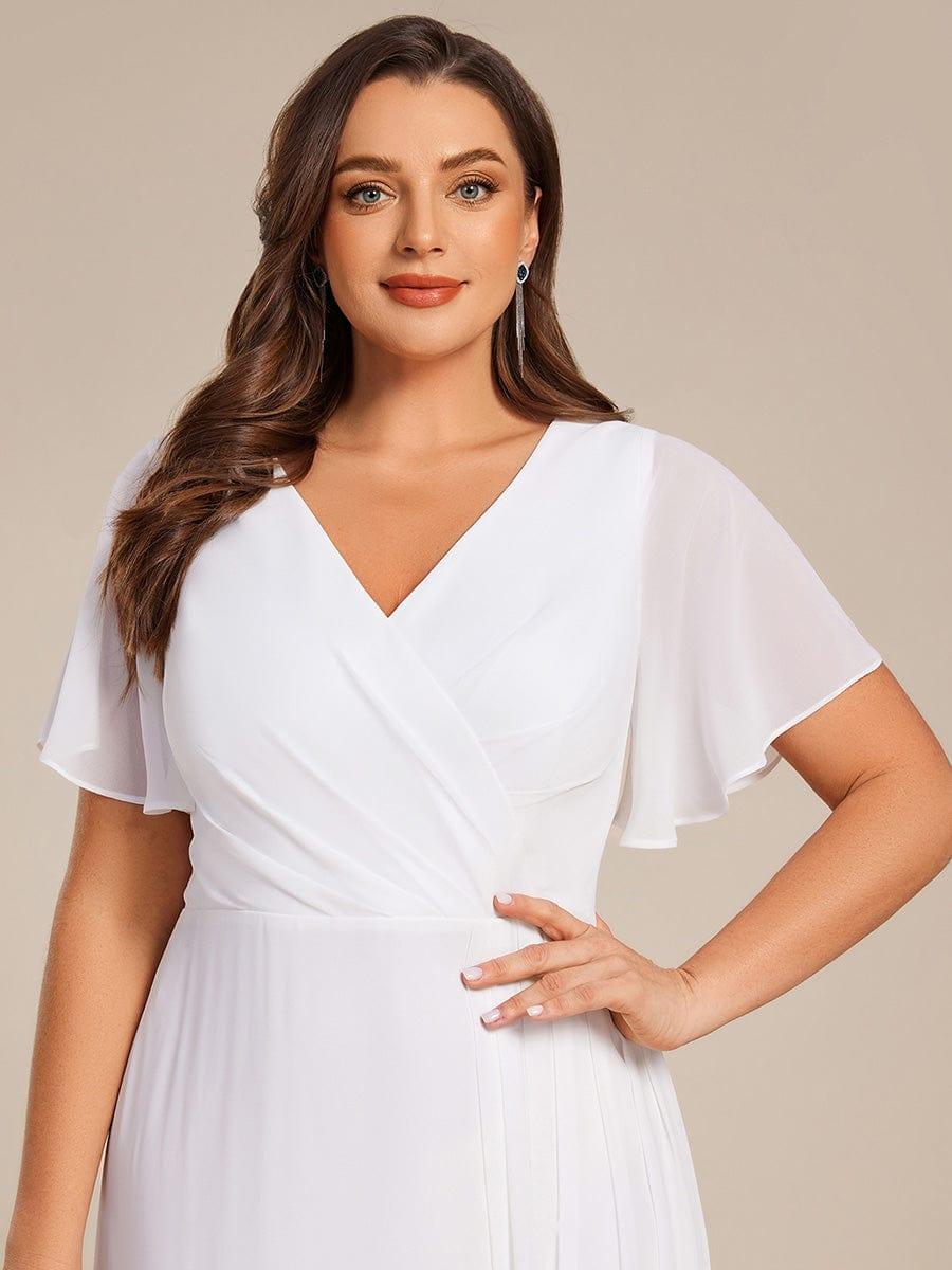 pretty LINDEN|Plus Size High Slit V-Neck Empire Waist Chiffon Bridesmaid Dress
