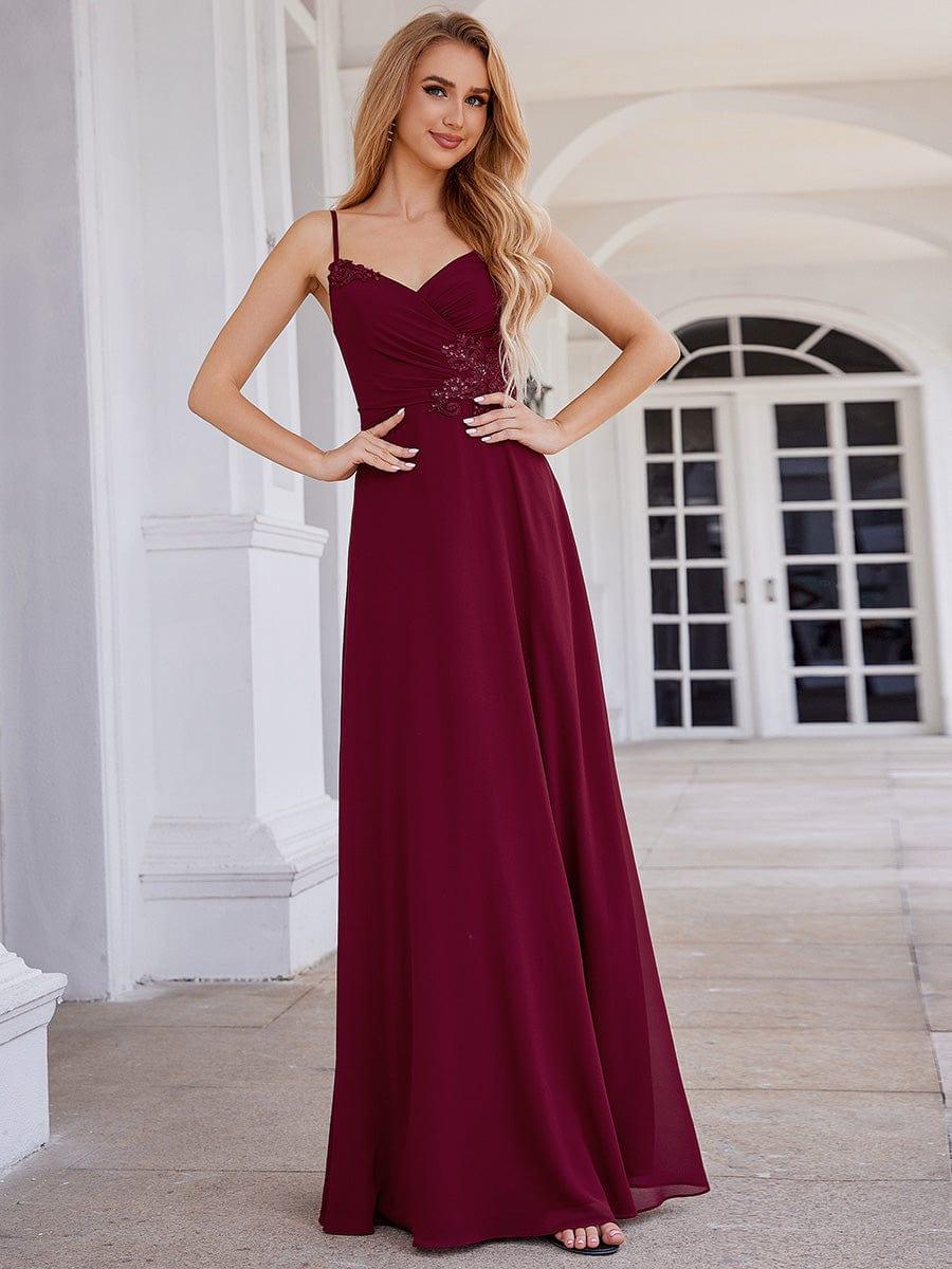 ever PAIGE|Elegant A-Line Applique Waist Sleeveless Bridesmaid Dress with V-Neck