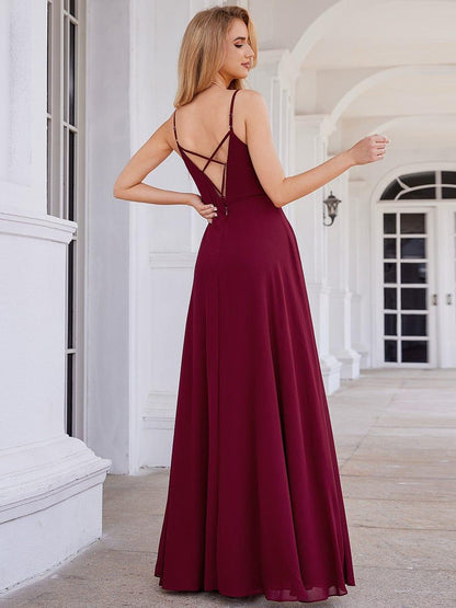 ever PAIGE|Elegant A-Line Applique Waist Sleeveless Bridesmaid Dress with V-Neck