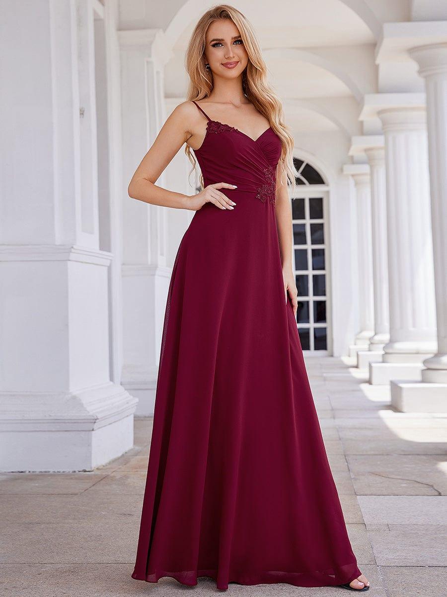 ever PAIGE|Elegant A-Line Applique Waist Sleeveless Bridesmaid Dress with V-Neck