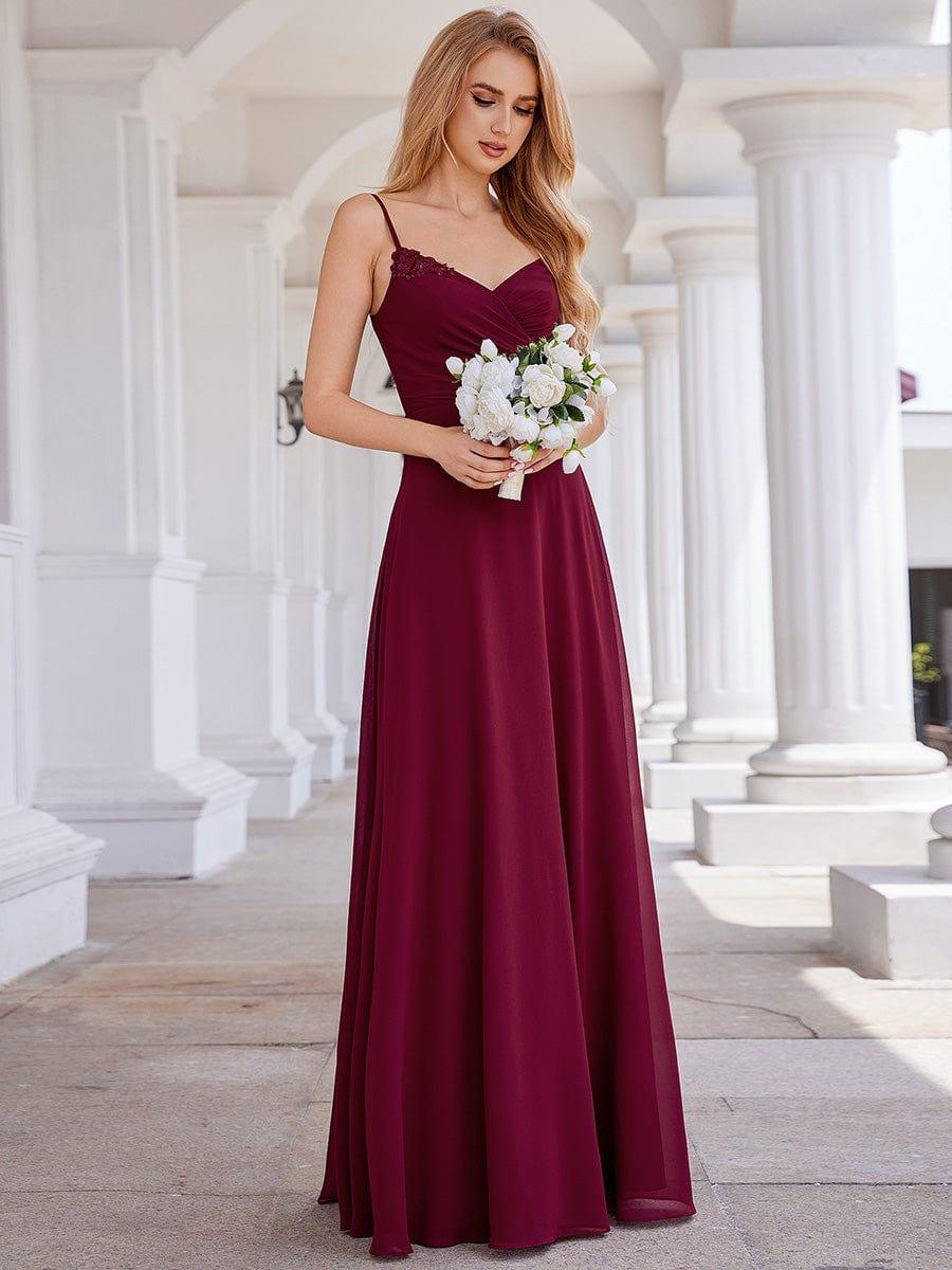 ever PAIGE|Elegant A-Line Applique Waist Sleeveless Bridesmaid Dress with V-Neck