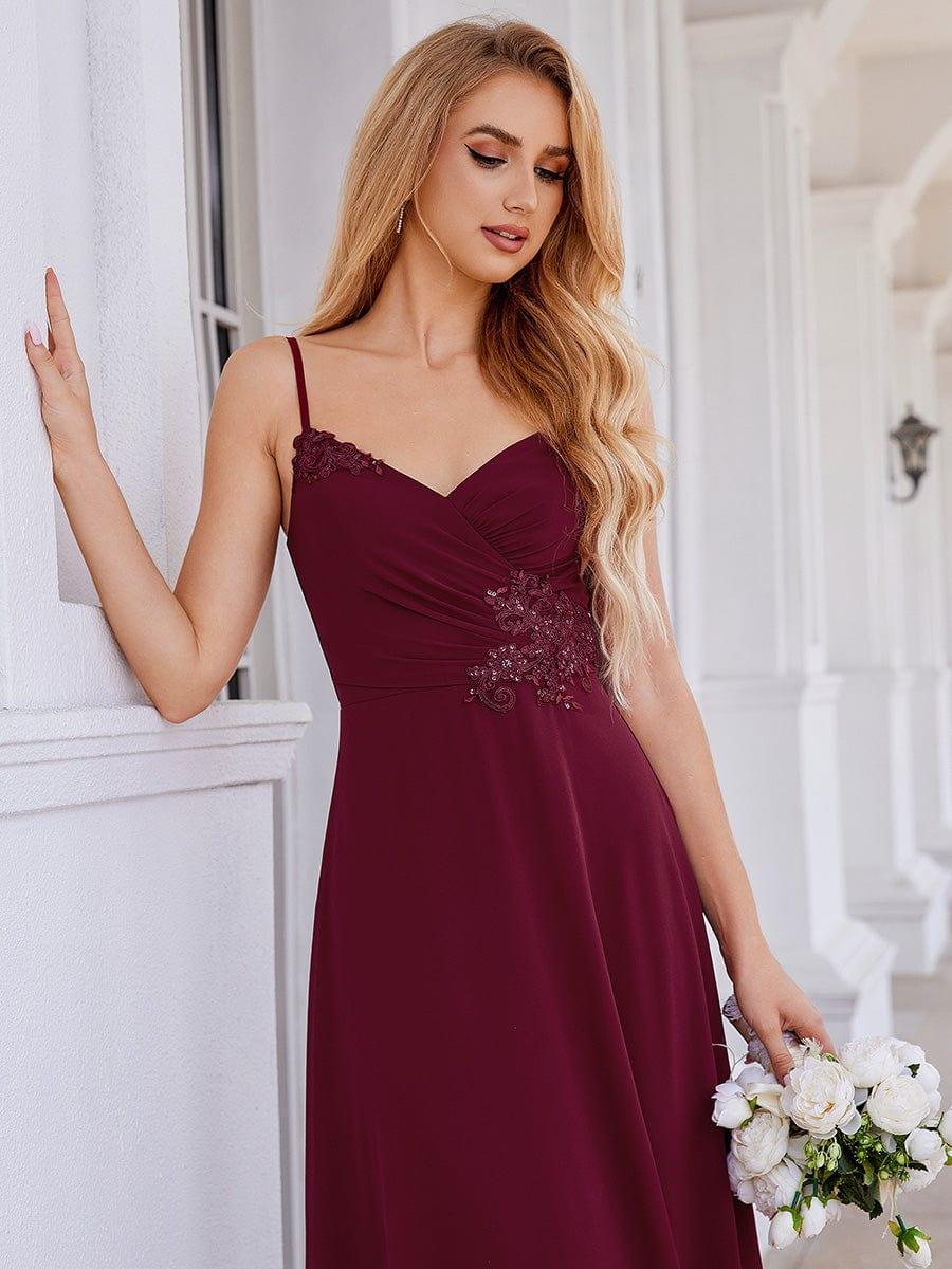 ever PAIGE|Elegant A-Line Applique Waist Sleeveless Bridesmaid Dress with V-Neck